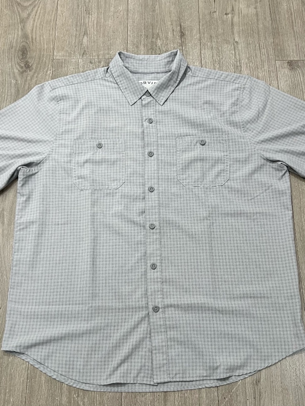 Orvis Men's Classic Short Sleeve Button-up Shirt Plaid Outdoor Gray Size XL